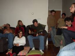 Dudley plays guitar for the group