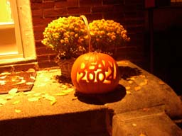 A carved pumpkin reads Howard Dean 2004